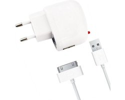 Reislader 1000 mAh geschikt voor voor Apple iPad / iPhone 2G / 3G / 3GS / 4 / 4S / iPod Wit
