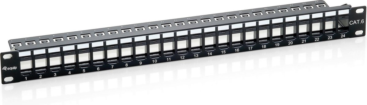 Equip 769224 Cat.6 Panel for 24 Keystone Jacks, unshielded, black