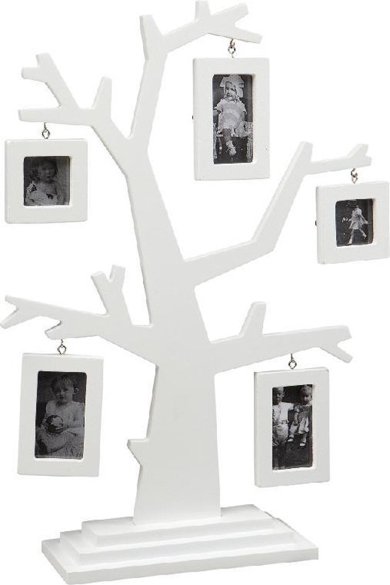 Duplicatie bidden Wonderbaarlijk Deco boom joy wit incl. 5 fotolijstjes Woood | bol.com