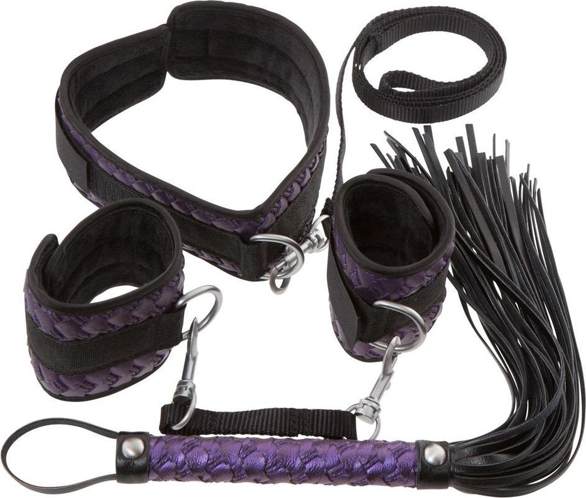 Goedkoopste Bad Kitty – Teugel Bondage Set met Zweep voor de Correcte Opvoeding - Paars