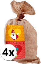 4x Medium jute kadozak Sinterklaas - 50x80 cm - cadeauzak