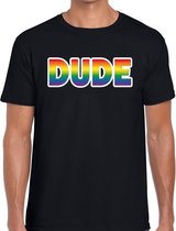 Dude regenboog gay pride shirt zwart voor heren S