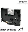 1x Brother Tze-231 TZ-231 Compatible voor Brother P-touch Label Tapes - Zwart op Wit -12mm