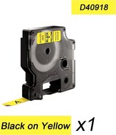 1x Compatible voor Dymo 40918 Standard Label Tape - Zwart op Geel - 9mm