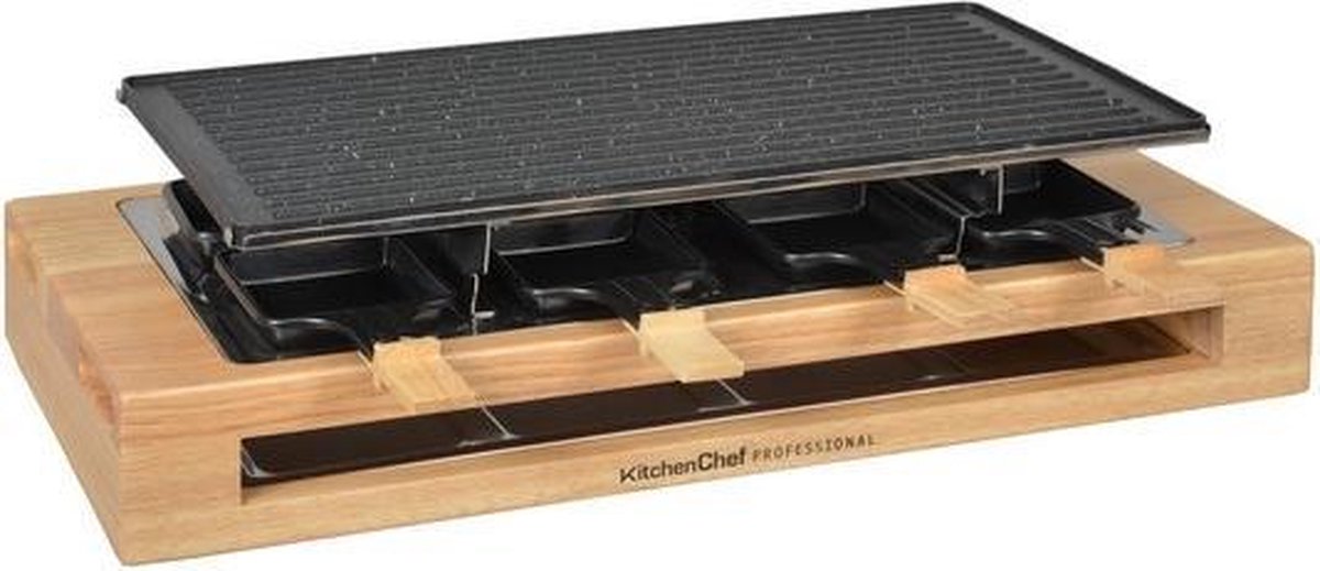 KitchenChef KCWOOD.8.MAXI raclette Zwart 1500 W