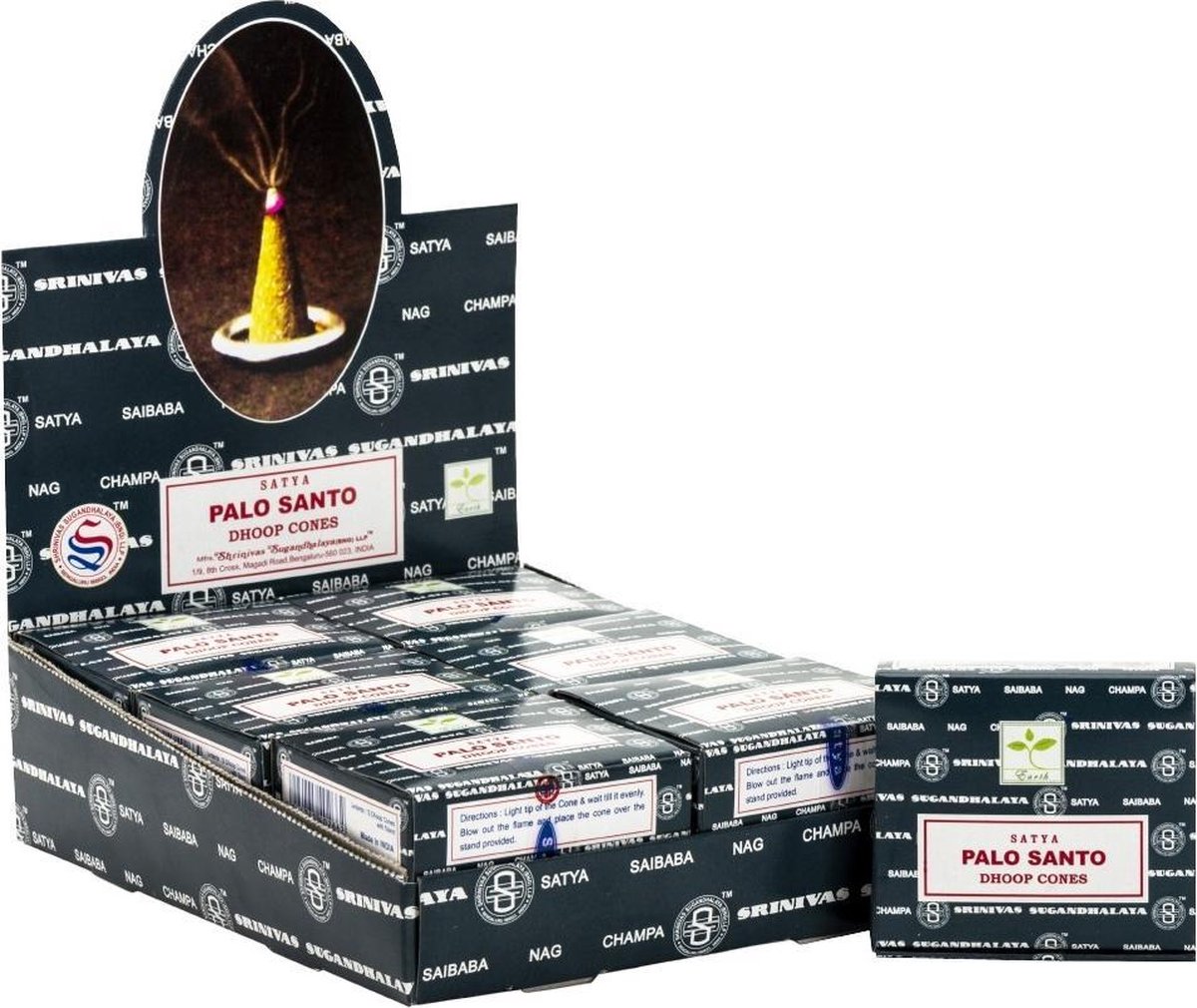 Satya Wierook Kegel Palo Santo (12 pakjes á 12 stuks) Natuurlijke, Houtachtige Aroma – Spirituele Zuivering & Ontspanning Multicolor