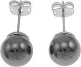 Edelstenen oorbellen Hematite Stud 4 mm - oorknoppen - hematiet - zwart - edelstaal - hoogglans