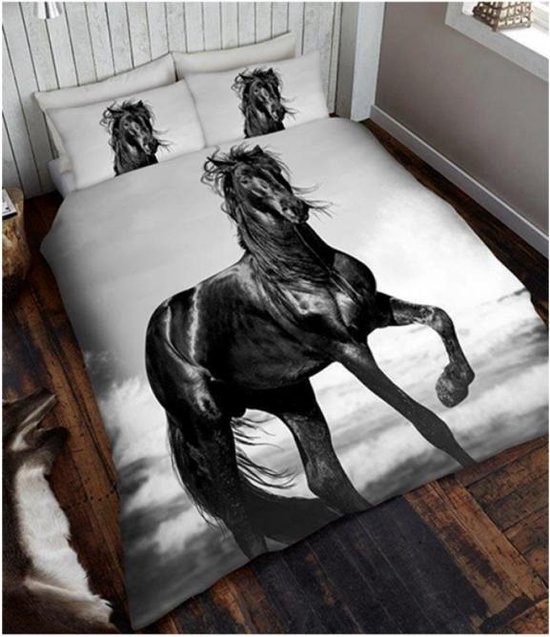 Slordig progressief zomer Zwart paard tweepersoons dekbedovertrek - Paarden dekbed - 200 x 200  centimeter | bol.com