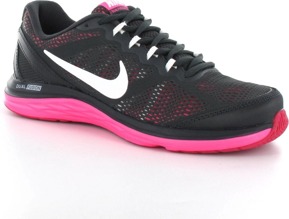 Nike Women's Dual Fusion Run 3 - Loopschoenen - Dames - Maat 39 - Antraciet; Roze;Wit | bol.com