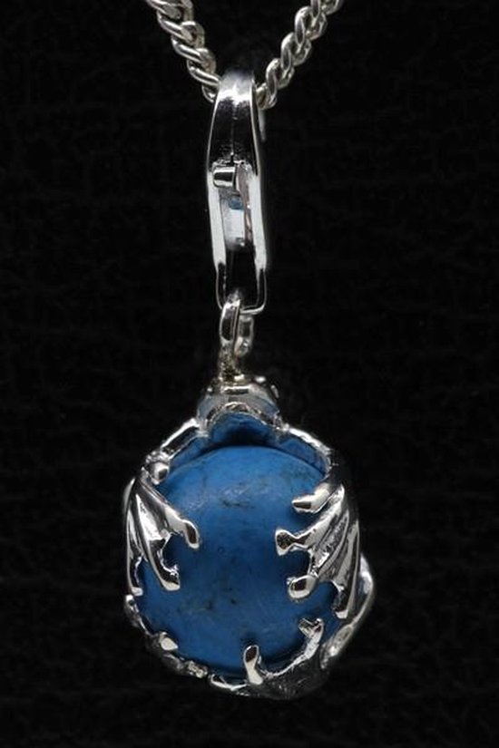 Pendentif et breloque grenouille en argent sur boule turquoise