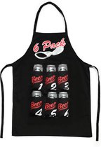 CKB LTD - Six Pack Bier - BBQ schort - Mannen - Keukenschort - Heren - Zwart - One size