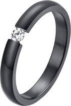 Cilla Jewels edelstaal ring Crystal Black-17mm