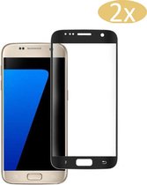 2x Screenprotector geschikt voor Samsung Galaxy S7 - Tempered Glass Glazen Screen Protector - Volledig Beeld Dekkend - Transparant Zwart van iCall
