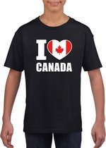 Zwart I love Canada fan shirt kinderen L (146-152)