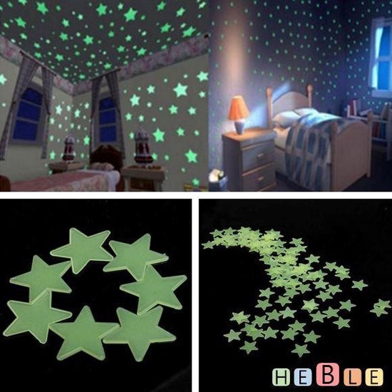 Verslaafde Inzet Nog steeds Sterrenhemel slaapkamer 100 stuks - Glow in the dark sterren stickers -  Heble | bol.com