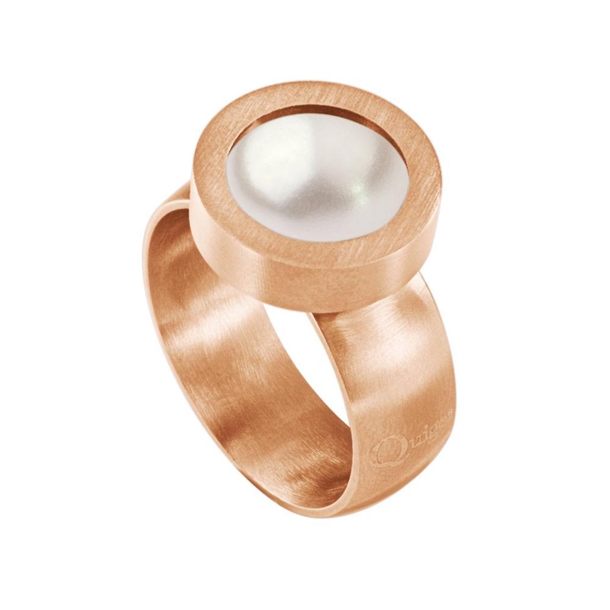 Quiges RVS Schroefsysteem Ring Rosegoudkleurig Mat 18mm met Verwisselbare 12mm Mini Munt - SLSRS52518
