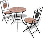 Bistrotafel met 2 stoelen 60 cm mozaïek en terracotta (incl. Fleecedeken)