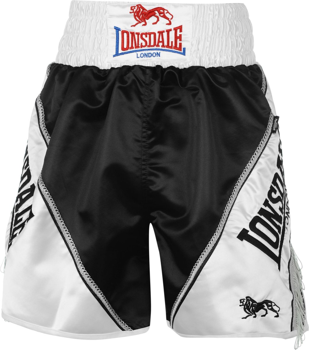 Lonsdale Pro Large Logo Braid & Tassle Trunks Black/White Xs - Boksbroek