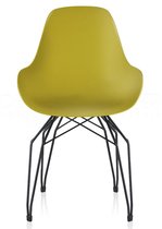 Kubikoff Diamond stoel - Dimple closed geel - Zwart onderstel
