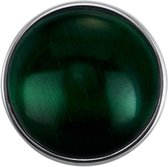 Quiges - Dames Click Button Drukknoop 18mm Glas Cat Eye Donker Groen - EBCM135