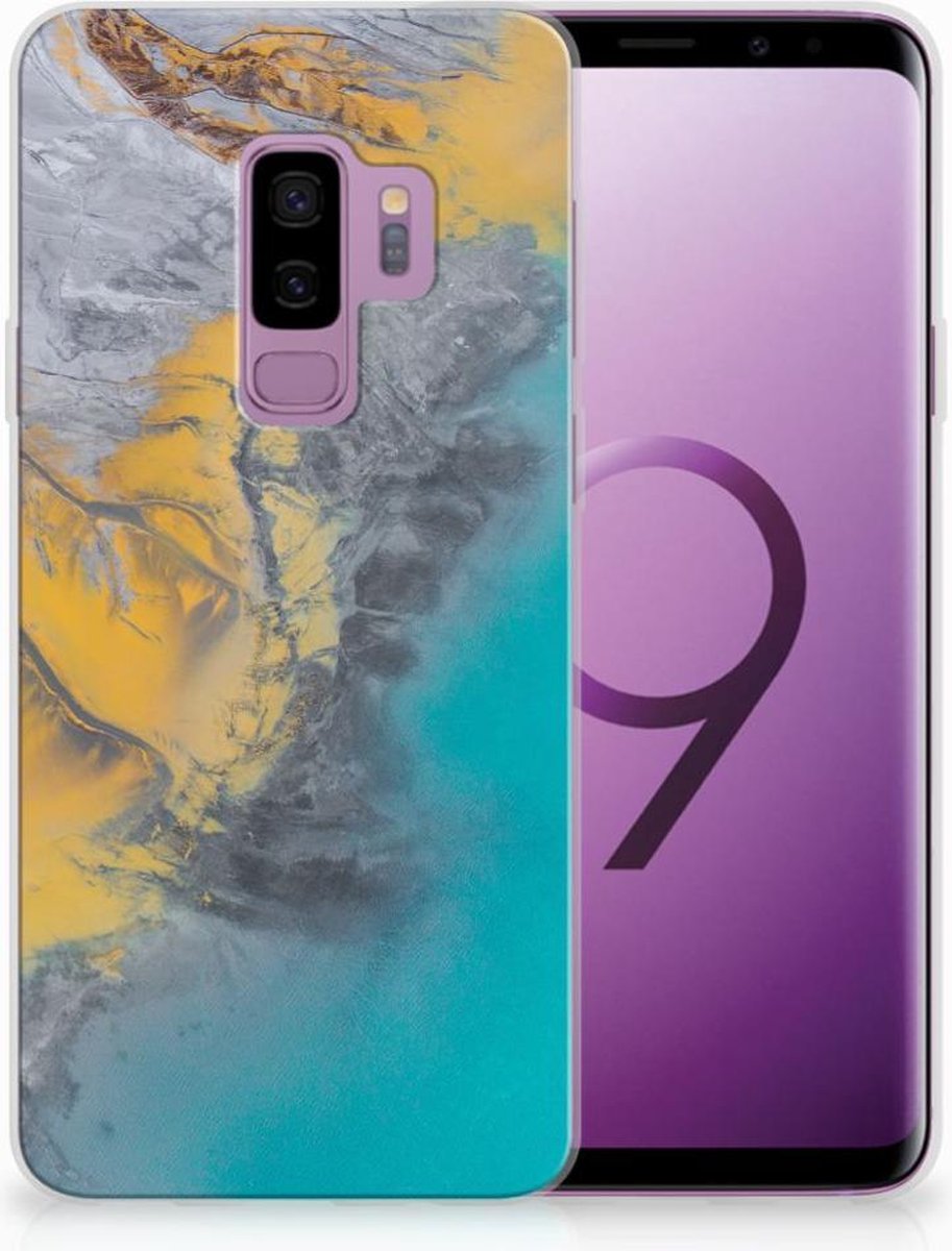 Samsung Galaxy S9 Plus TPU Siliconen Hoesje Marble Blue Gold