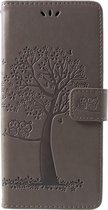Shop4 - Samsung Galaxy A9 (2018) Hoesje - Wallet Case Boom Patroon Grijs
