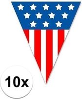 10x Vlaggenlijn/vlaggetjes USA - 5 meter - slingers