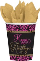 Amscan Feestbekers Another Year Of Fabulous Zwart/roze 266 Ml 18 Stuks