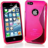 Silicone hoesje iPhone 5 roze + gratis Folie