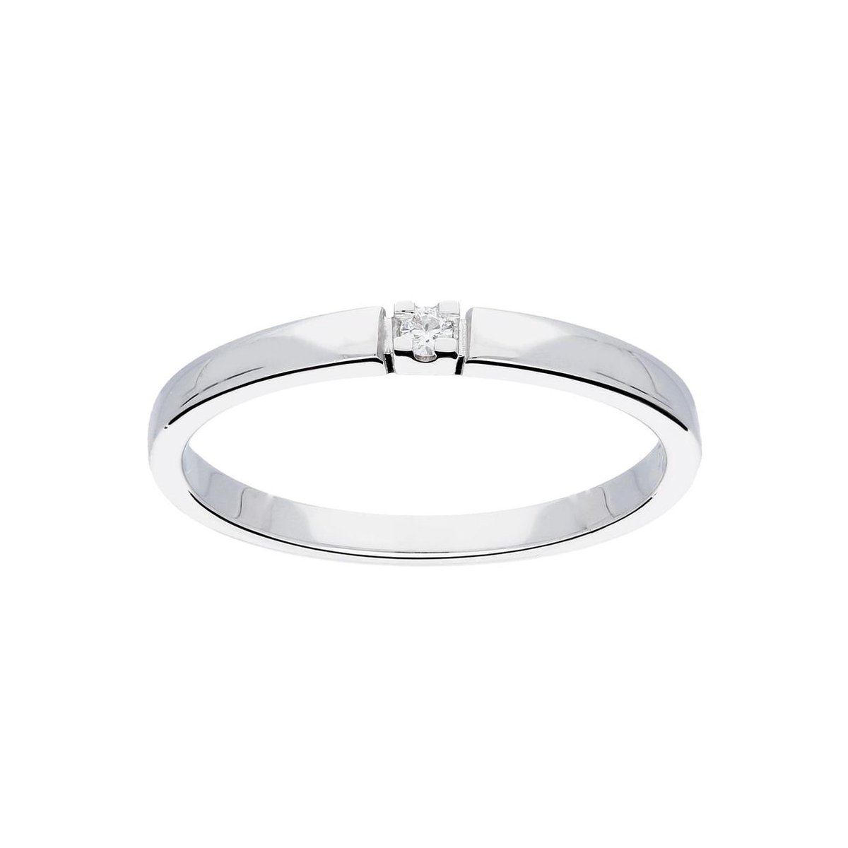 Glow ring met diamant solitaire - 1-0.02ct G/SI - witgoud 14kt - mt 54