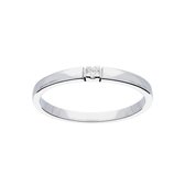 Bague Glow avec diamant solitaire - 1-0,02 ct G / SI - or blanc 14 kt - taille 54