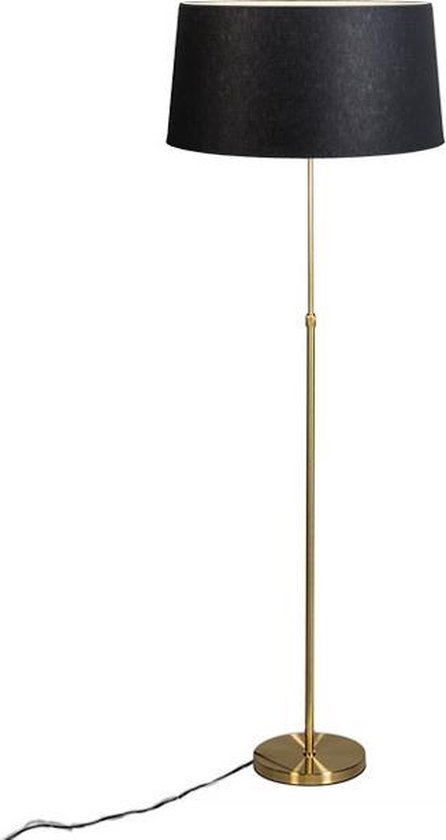 QAZQA Parte - Klassieke Verstelbare Vloerlamp | Staande Lamp - 1 lichts - H 168 mm - Zwart Goud - Woonkamer | Slaapkamer