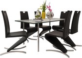 Eetkamerstoelen H-vormig onderstel kunstleer zwart 6 st