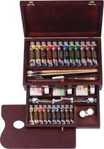 Oil Colour kist "Master" 10 x 15 ml + 12 x 40 ml + 2 x 60 ml olieverf met penselen, palet, paletdoppen en hulpmiddelen