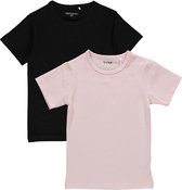 Dirkje Meisjes Shirts Korte Mouwen (2stuks) Lichtroze en Zwart - Maat 98