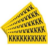 Sticker letters geel/zwart teksthoogte: 30 mm letter K