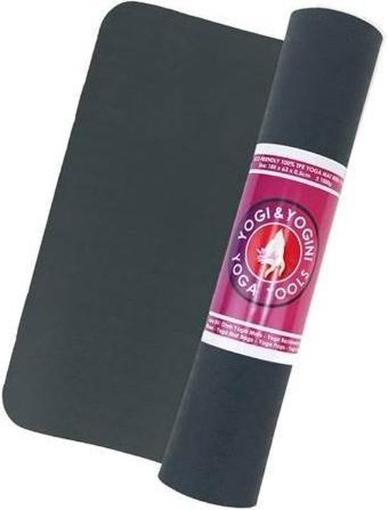 Yogamat- Fitnessmat - Zwart- Yogi & Yogini- PVC - 1250gr -1 cm dik