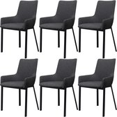 Eetkamerstoel stof donkergrijs 6 stuks