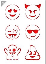 Emoji sjabloon - Kunststof A3 stencil - Kindvriendelijk sjabloon geschikt voor graffiti, airbrush, schilderen, muren, meubilair, taarten en andere doeleinden