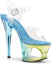 Pleaser Sandaal met enkelband, Paaldans schoenen -35 Shoes- MOON-708MCT Paaldans schoenen Blauw/Geel
