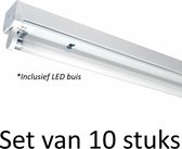 LED Buis armatuur 120cm - Enkel | Inclusief LED buis - Warm wit (Set van 10 stuks)