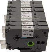 KATRIZ® huismerk label tape voor Brother TZe-231| GL-100/PT-1100CH/PT-1700/PT-H100/PT-D200 | Zwart op Wit | 12mm*8m | 8 stuks