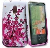 Silicone gel cover hoesje roze bloemen Nokia Lumia 620