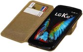 Cross Pattern TPU Bookstyle Wallet Case Hoesjes Geschikt voor LG K10 Goud