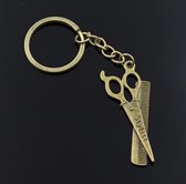 Bronzen Knip Set - Schaar - Kam - Kapper - Sleutelhanger