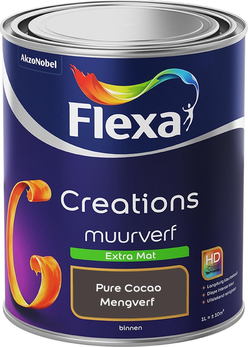 Melodrama Verkeerd auditorium Flexa Creations Muurverf - Extra Mat - Pure Cocao - 1 liter | bol.com
