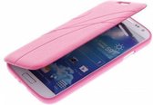 Roze TPU Book Case Flip Cover Hoesje Lijn Motief Samsung Galaxy Core Plus / Trend 3