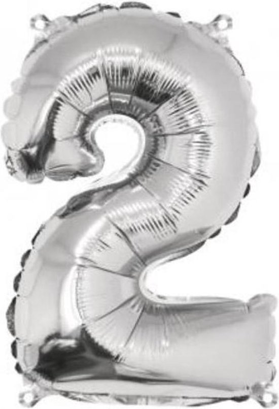 Dankbaar Verwachten gangpad XL cijferballon 100 cm zilver nummer 2 | nummerballon | cijfer ballon |  bol.com