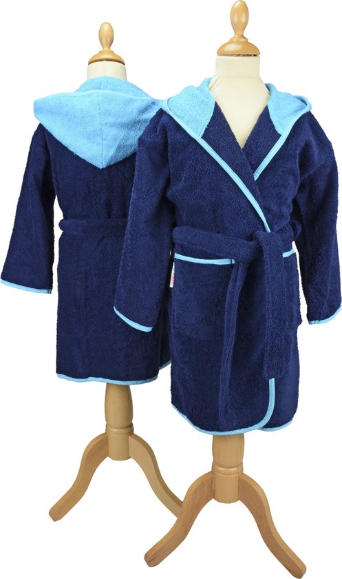 Peignoir Enfant ARTG Boyzz & Girlz® avec capuche Marine Française / Bleu Aqua - Taille 152/164