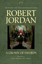 Cover van A Crown of Swords door Robert Jordan. Centraal een groep mensen met zwaarden, geleid door een vrouw in rode kleding. De titel is in grote letters geschreven.